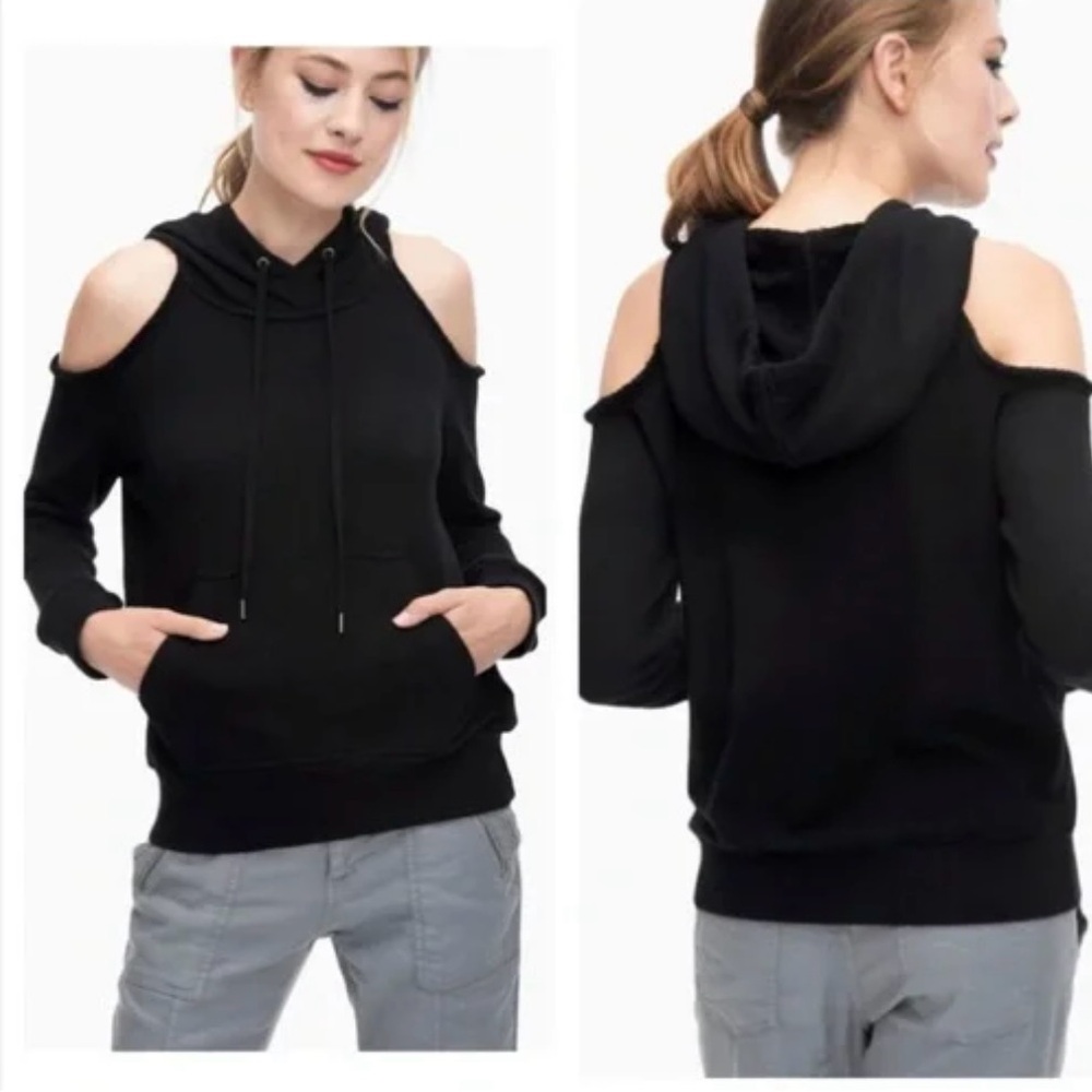 Splendid Jet Black Open Shoulder Hoodie size Large
